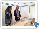 Hadia and Melanie discussing design details for the new gallery