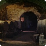The original 15th century wine cellar barrels...