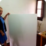 Heather and carte-blanche canvas...brainstorming a meaningful faux finish background and figurative image to paint.
