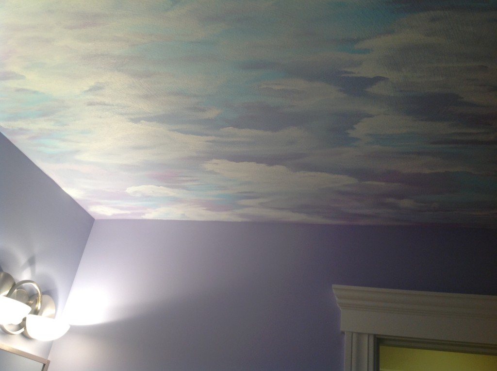 Fantasy sky ceiling painted especially for the children's bath