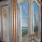 Custom Hand Painted Armoire Featuring Landscape View From Home of Skaneateles Lake, Another Project Inspired by my Mentors Victoria & Richard MacKenzie-Childs