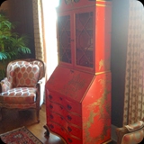 38  Family Heirloom Transformed via Lacquer Finish with Hand-painted Chinoiserie Detailing for a Living Room