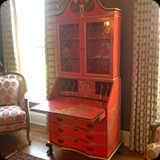 46  Family Heirloom Transformed via Lacquer Finish with Hand-painted Chinoiserie Detailing for a Living Room