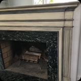 Livingroom Fireplace Mantle; Distressed Heirloom Furniture Finish