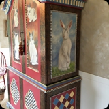 88  Custom Painted Armoire w/ Portraits of Family Pets