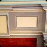 49  Detail - Hues of chalk paint & paste wax applied to farmhouse fireplace mantle