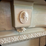 61  Detail - Chalk paint & paste wax finish on a living room fireplace mantle, which was originally black