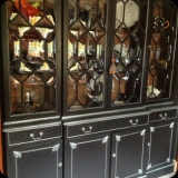54  Kitchen cabinet (previously white); distressed black finish with pewter accents