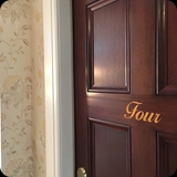79  Hannum House, Skaneateles, NY; Custom Hand-wrought "Wallpaper" Finish w/ Tea-stained Effect.  Custom Gilded Lettering for Suite Doors