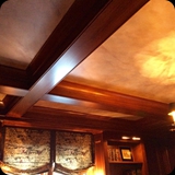 107  Hannum House Library Ceiling, Skaneateles, NY;  Custom "Parchment Paper" Finish