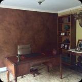 213  Home Office; Antique Leather Feature Wall