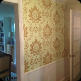 245  Dining Room; Hand-wrought "Wallpaper" Effect Stenciled Metallic Gold Ornament