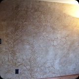 29 Entrance Foyer Accent Wall; Venetian Plaster with Embossed Cherry Tree Motif