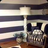 86  Ivory & Charcoal Horizontal Stripe Guest Bedroom