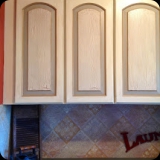 101  Hand-painted Backsplash and Antique Crackle Cupboard Finish for a Laundry Room