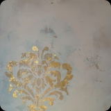 132  Lusterstone with Embedded Gold Leaf and Damask Ornament Wall Finish Detail