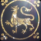 13 Reverse Gilded Glass with Medieval Lion Motif