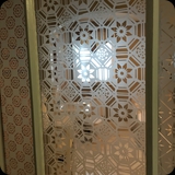 Arbor House Inn; Door to Suite - Ornamental Etched Glass Panel.  Historical Restoration to Match Broken Original Panel.
