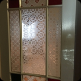 Arbor House Inn; Door to Suite - Ornamental Etched Glass Panel.  Historical Restoration to Match Broken Original Panel.