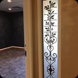 Office Windows; Etched Glass with Custom Ornamental Metallic Foil Grillwork