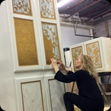 49  In Progress - Custom Gilded and Etched Glass Panels; Custom Painted Cabinetry w/ Cream Lacquer, Gold Banding, and Faux Marble AccentsIMG_0352