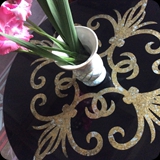 52  Detail - Reverse Gilded Black Lacquer Glass Table Top