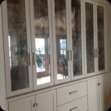 13  Custom Antique Mirror Patina Panels for Built-in Furniture Unit in a Living Room