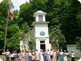 "Stepping back in time" program for local schoolchildren.  Circa 1813 Side Hill School on Staten Road (courtesy of Spafford Area Historical Society).  This building is the 'sister' schoolhouse to the Nunnery School.  Being the only two (of the five original settler) Spafford school districts from this era still existing today.