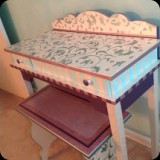 44  Custom painted desk & bench for a little girl's bedroom