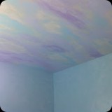 41  Hand-painted fantasy sky w/ color-washed walls for a child's bedroom